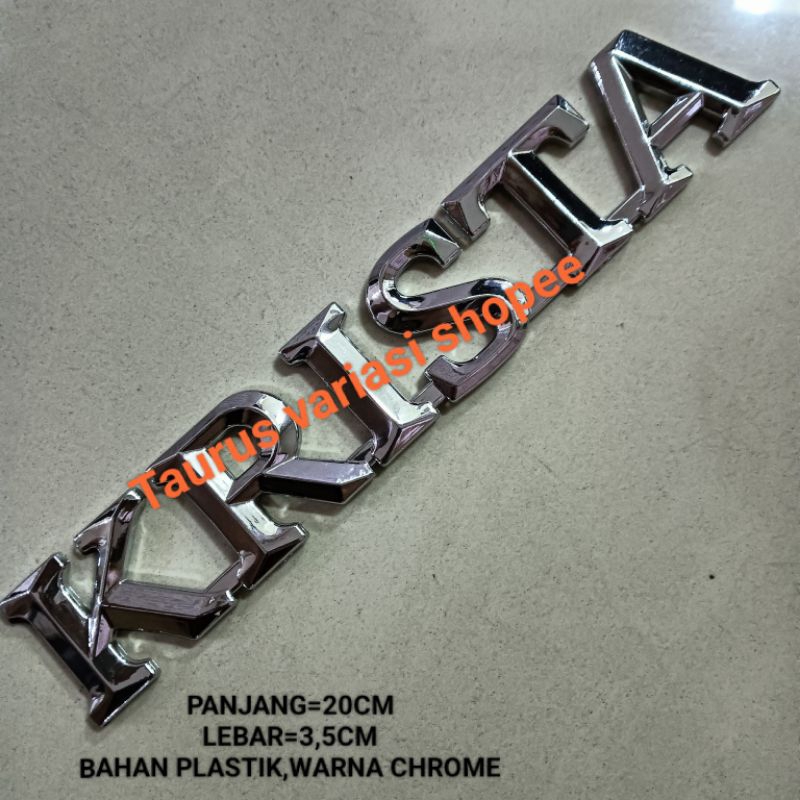 Emblem Stiker Keras Logo Mobil Tulisan KRISTA,LGX,KIJANG