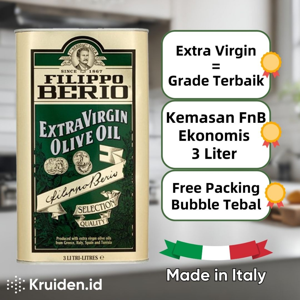 Filippo Berio Extra Virgin Olive Oil 3 Liter Minyak Zaitun Premium