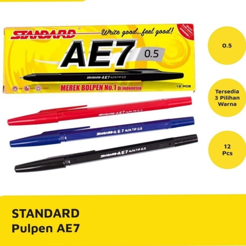 

12 Pcs Pulpen Standard AE7 0,5mm