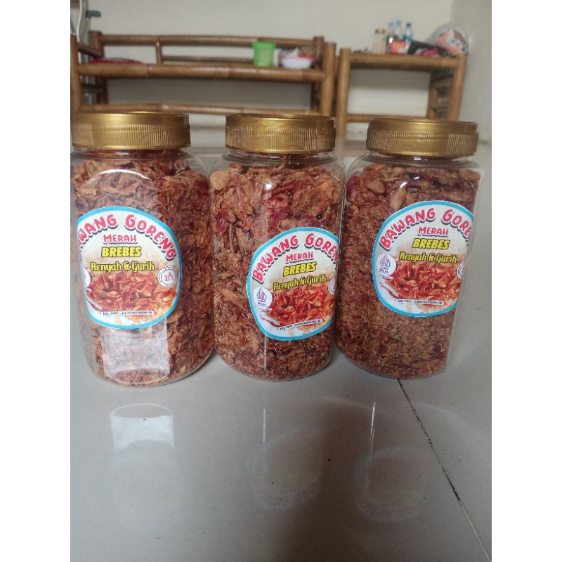 

Bawang Goreng Brebes MURAH, kemasan toples 500ml berat 200gr &140