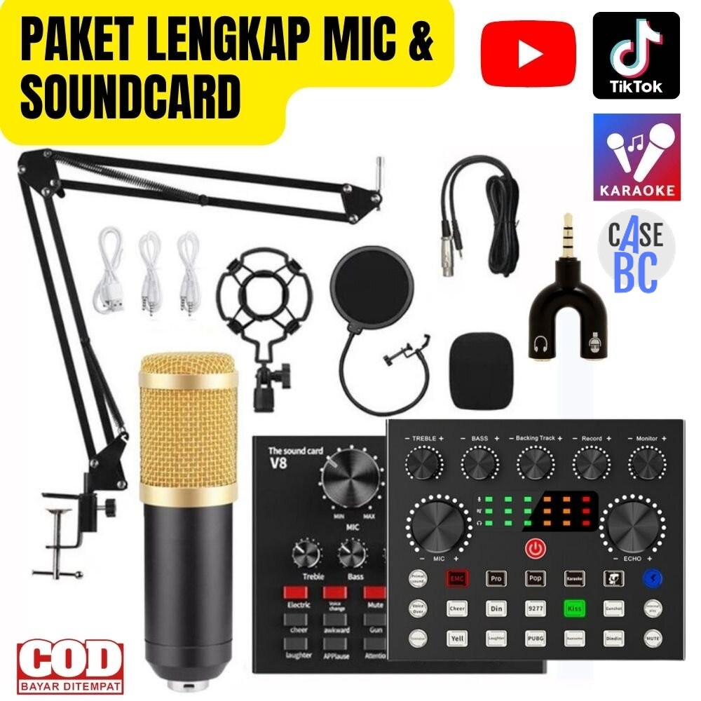 BM800 ORIGINAL Full Paket recording Microphone Condenser With V8S & V8S+ SoundCard