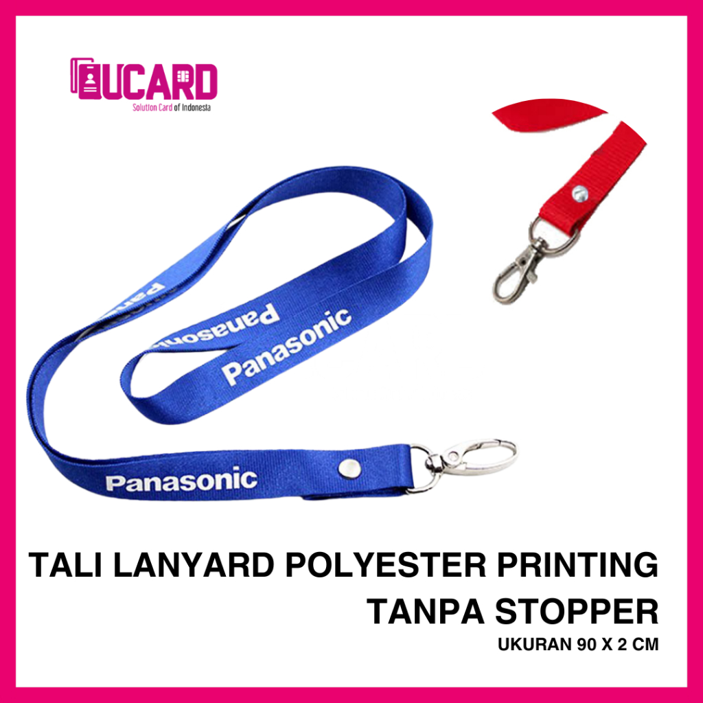 

CETAK TALI ID CARD LANYARD CUSTOM POLYESTER PRINTING 2CM TANPA STOPER