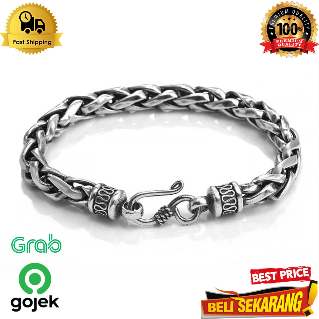 Gelang rantai titanium pria anti karat besar men bracelet silver ,/ gelang rantai / gelang titanium 