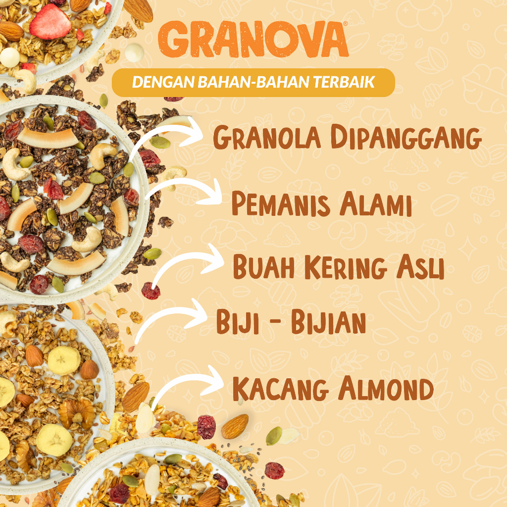 

RB22 Granova - Granola Sereal, Sarapan Sehat, Halal 100 gr x 1 pc