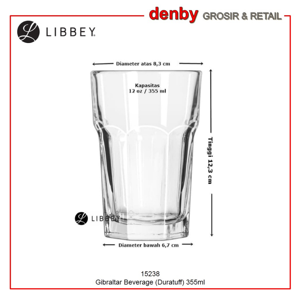 Libbey 15238 Gelas Glass Gibraltar Beverage 355ml