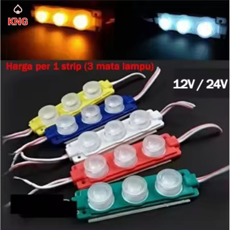Lampu LED Modul 3 Mata 12 Volt & 24 Volt 3Watt Waterproof - Lampu Variasi Motor Mobil Module LED 12 