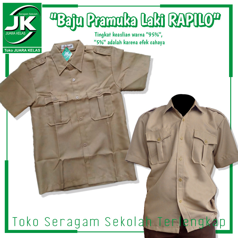 [JK] Baju Pramuka Lengan Pendek Bahan Rapilo Penggalang Laki - Seragam Pramuka SMP SMA Bahan Rapilo
