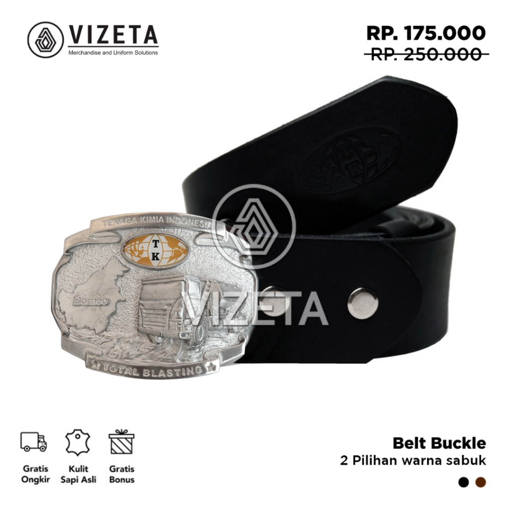 Sabuk Tambang Tenaga Kimia Indonesia Gesper Pria Ikat Pinggang Casual 100% Kulit Asli by Vizeta