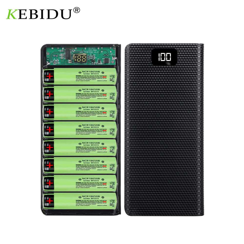 Casing Powerbank 18650 DIY Modul Powerbank Type C LCD 2A Casing Powerbank 8 Port Input Type C Micro 