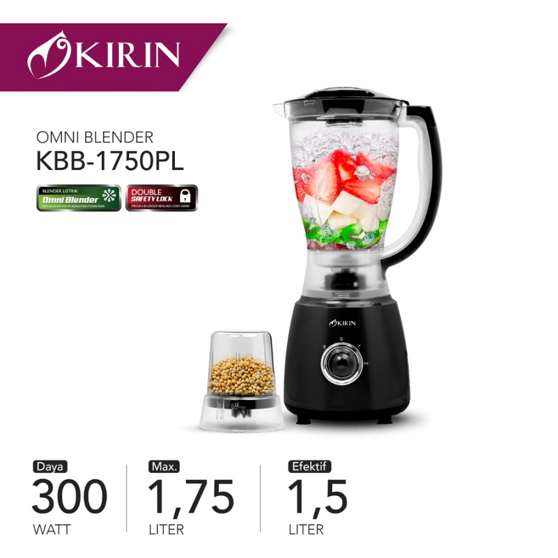 KIRIN Blender Omni Serbaguna KBB-1750PL | Blender Plastik + Dry Mill