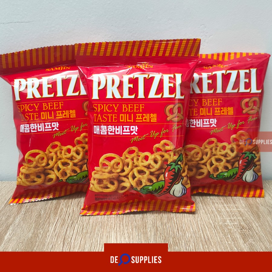 

Pretzel Spicy Beef Samjin 85gr - Snack Korean Sapi Pedas Pretzels