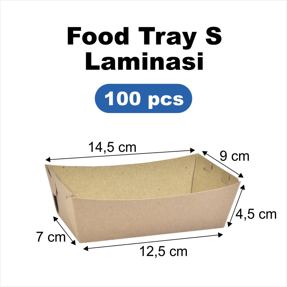 Food Tray S Laminasi 100 pcs, Paper Tray S, Snack Tray Eco