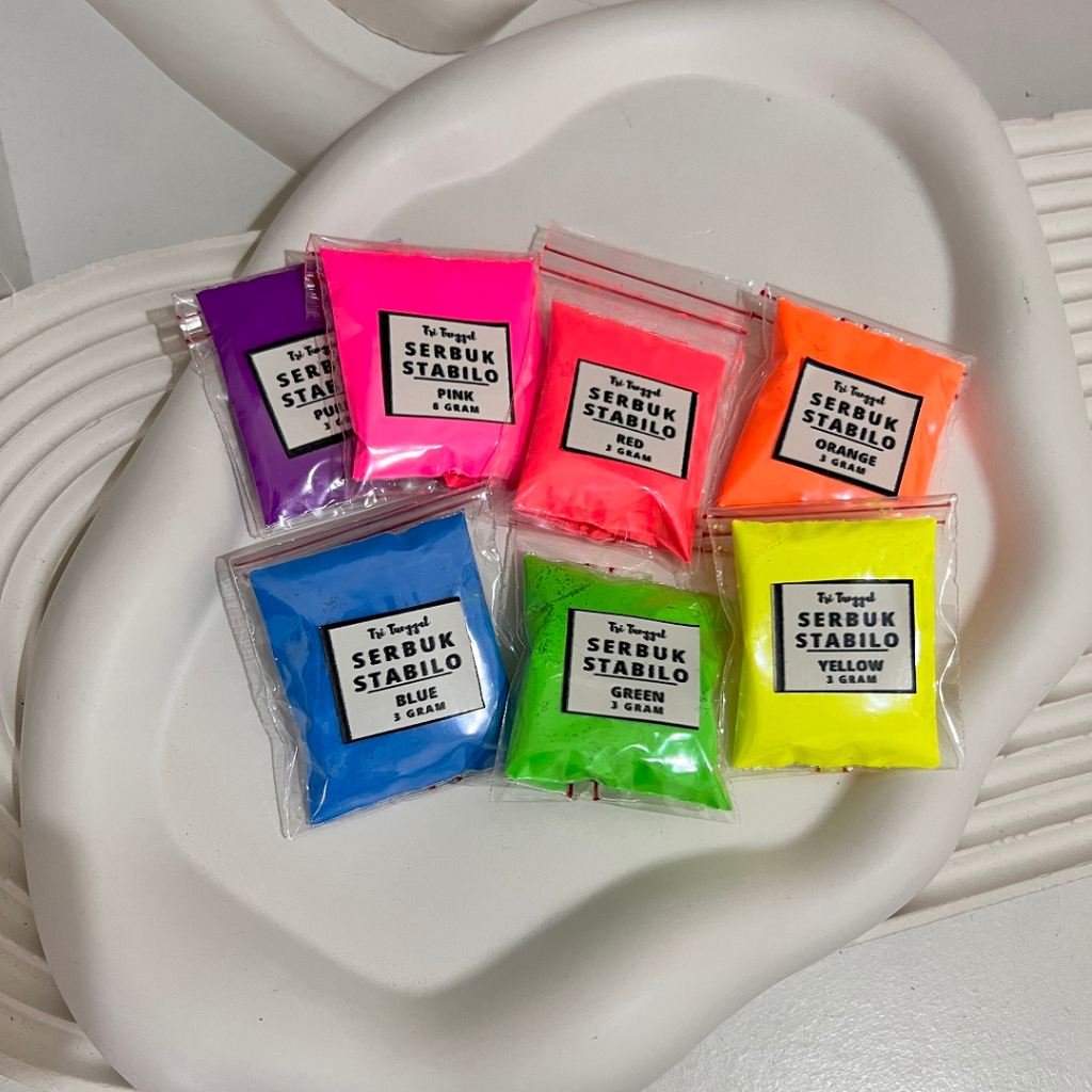 3gr Pigmen Bubuk Stabilo 3 gr Hias Dekorasi Art Seni Slime Fluorecent Halus Recine Deco Serbuk Pewar