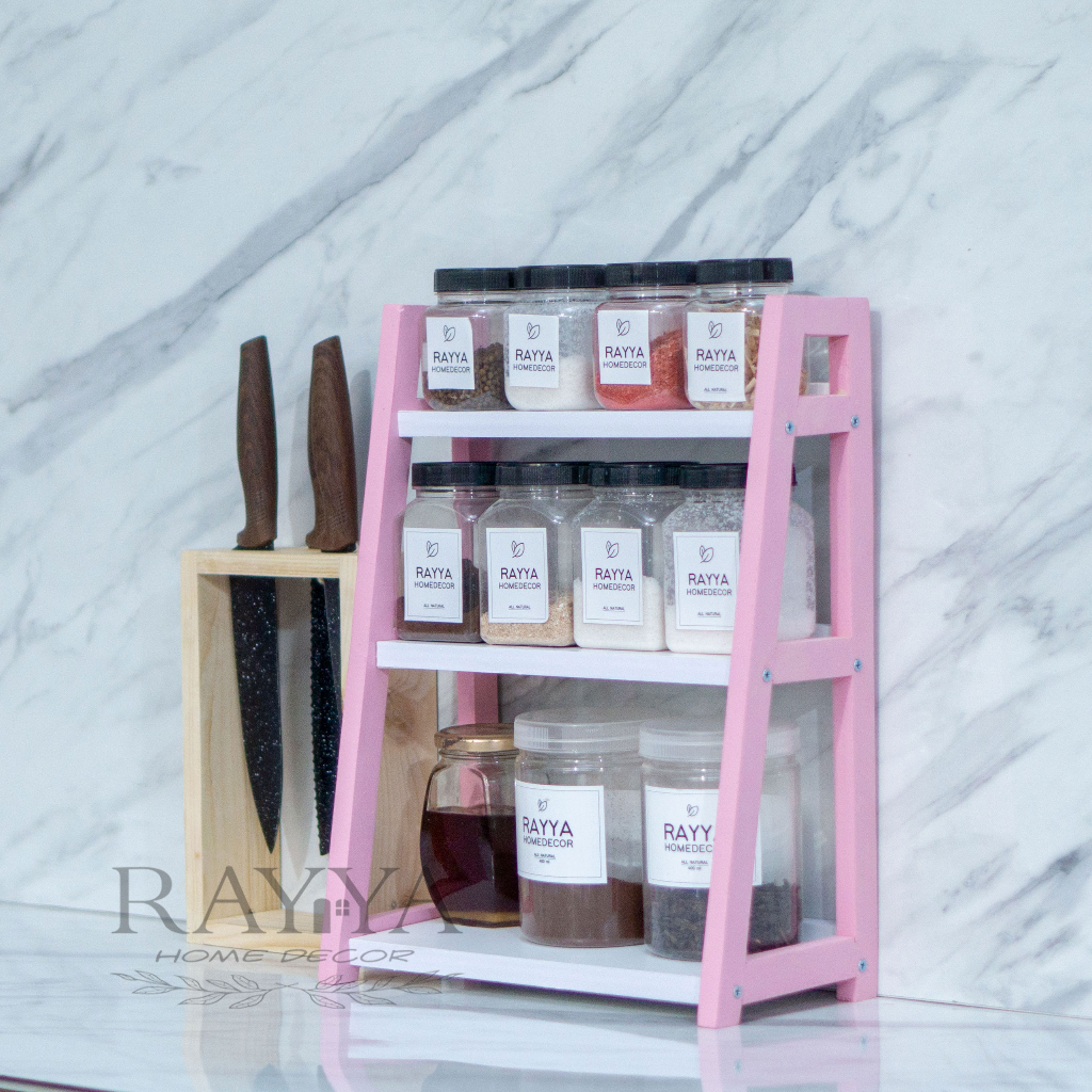 RB1 Rak Bumbu Dapur TERLARIS.... Rak Kayu 3 Tingkat/ Rak Bumbu Dapur Kayu 3 Susun Medium