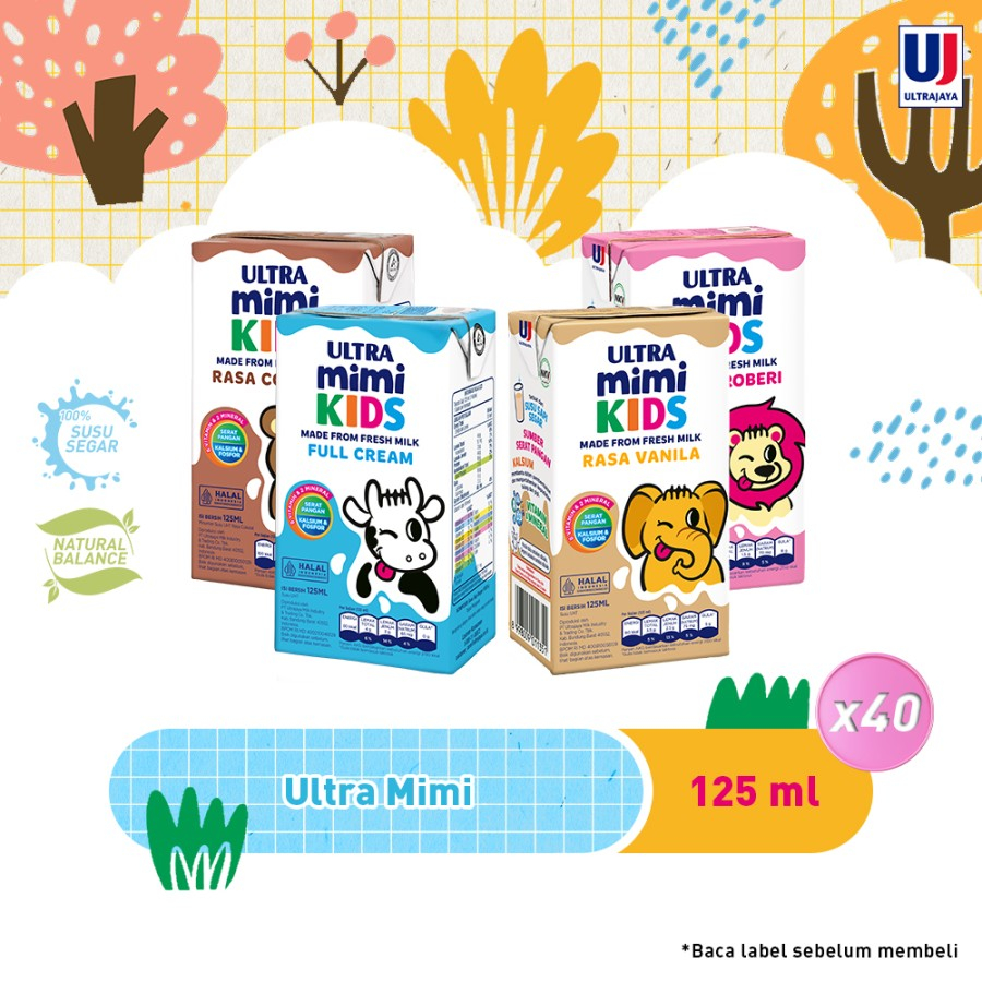 

SUSU ULTRA MIMI UHT 125ML / SUSU ULTRA MIMI UHT 125 ML RASA FULL CREAM/RASA STRAWBERRY/RASA COKLAT