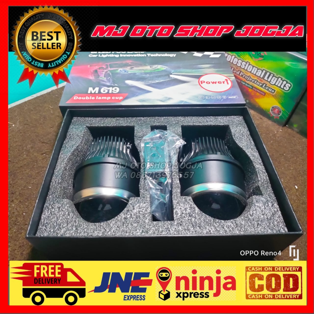 BiLED FOGLAMP iPHCAR M619 DOUBLE CUP DAN EMITER LENSA 3'' 37/45 watt