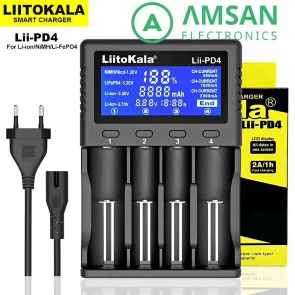 Liitokala Lii-PD4 Universal Baterai Charger Li-Ion LiFePO4 Litokala Berkualitas