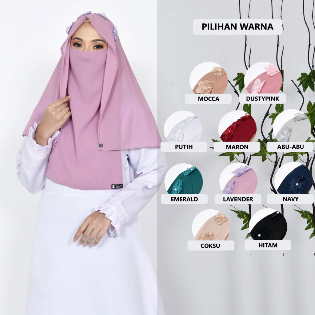 NIQAB MALAYSIA TERBARU KERUDUNG KHIMAR SLAYER VEIL YASMINE BUNGA CANTIK / JILBAB KHIMAT TERBARU