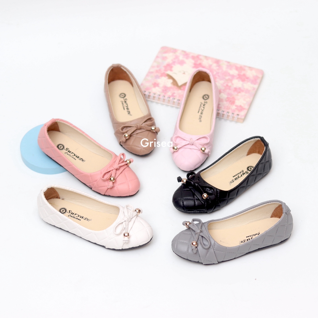 Sepatu Anak Perempuan Sol Karet Model Pita Size 22-25 / Balet Anak SAVANNAH 01