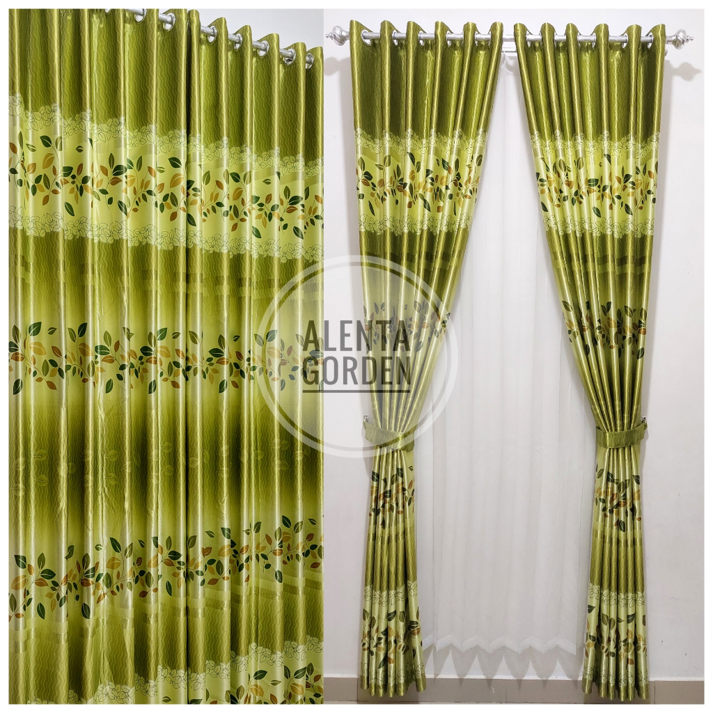 Gorden Blackout Jendela Minimalis Pintu Motif Bunga Verona Model Smokring Tinggi Panjang 200cm 250cm