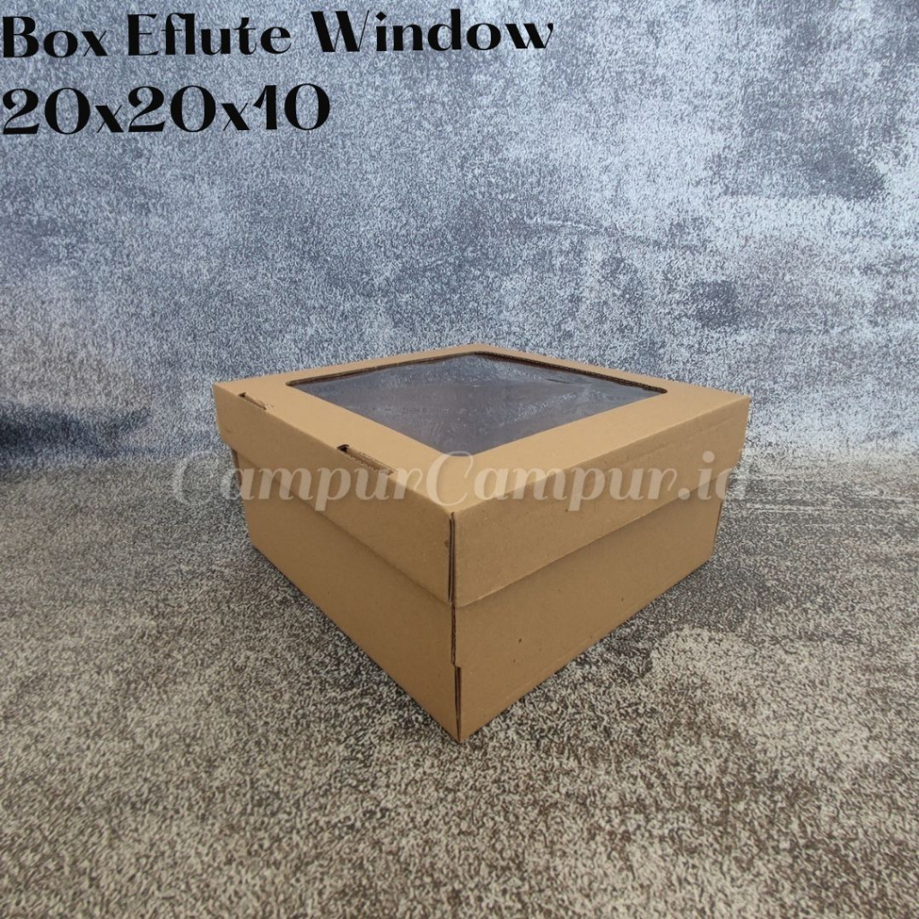 

Box Kardus Eflute Coklat Window 20x20x10 Cm Packaging Hampers Aksesoris Olshop Baju Martabak
