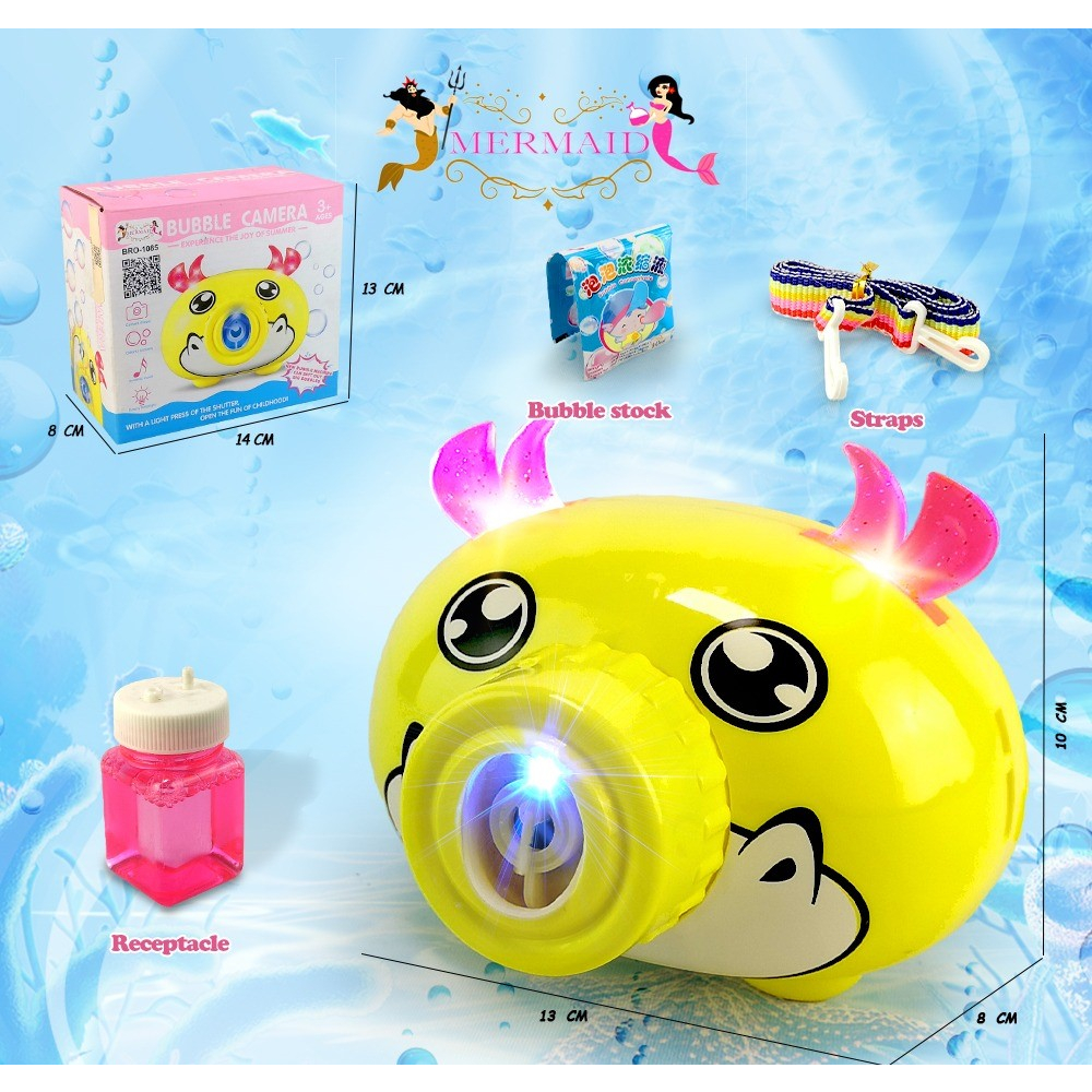 Mainan Anak Bubble Gun Kamera Ada Gelembung Busa Sabun  Sapi Kuning Hello Kitty Macan Kelinci Karakt