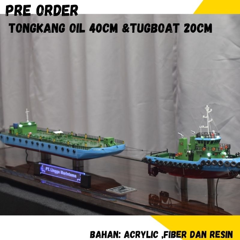 (PO/PRE ORDER)MINIATUR TONGKANG OIL 40CM  DAN TUGBOAT 20CM|Hiasan,Koleksi,Event
