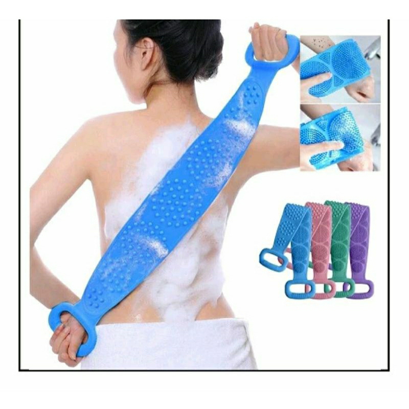 Sikat Penggosok Punggung Badan Silicone Spons Mandi Karet Alat Gosok Pembersih Badan Perontok Daki C