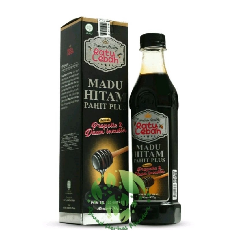 

Madu hitam pahit plus propolis 470gr Ratu lebah