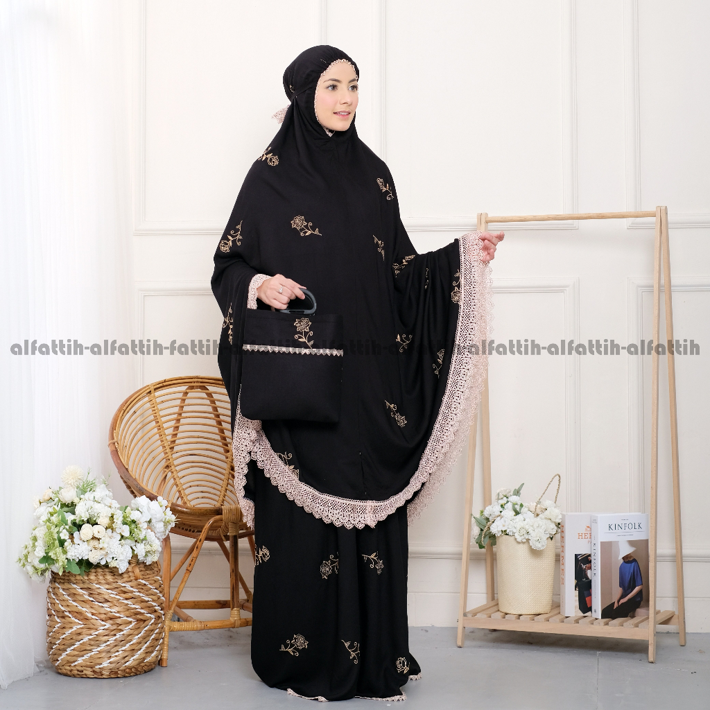 Mukena rayon bordir tulip renda mewah