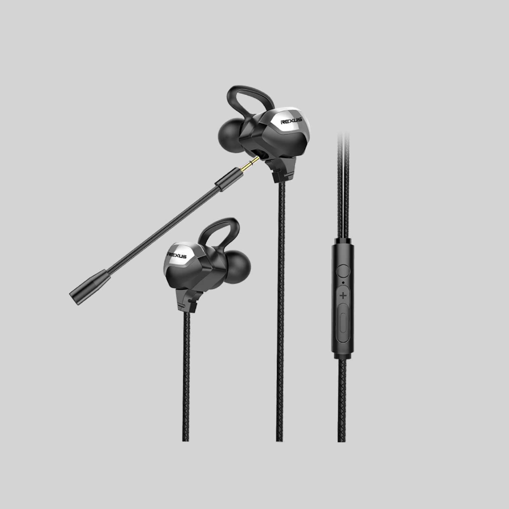 Rexus Earphone Gaming ME-6 / ME6 with Dual Microphone Free Splitter