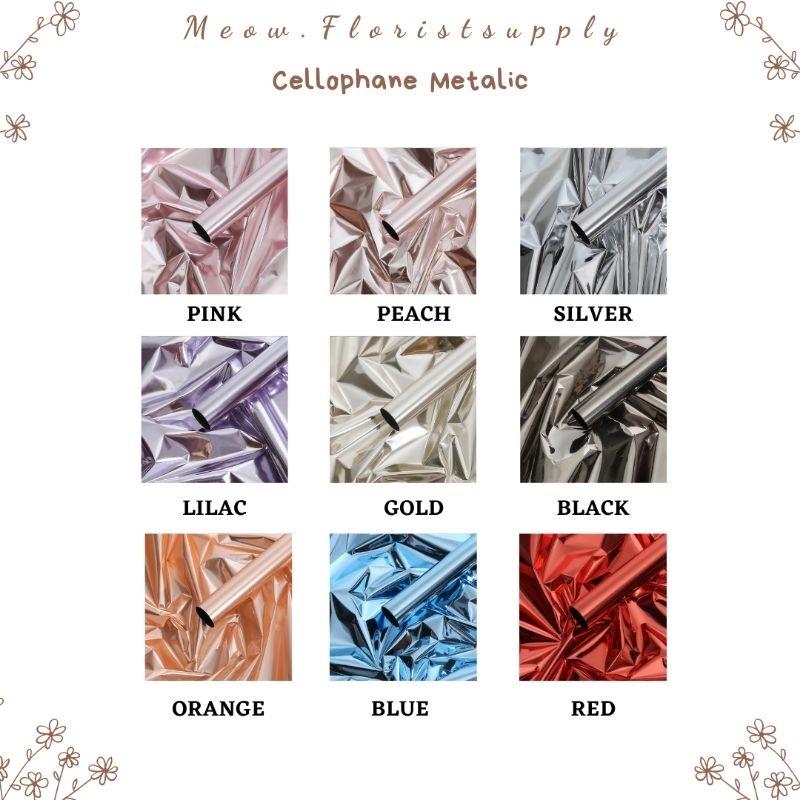 

(ECER = 1 LEMBAR) Cellophane METALIC Kertas Buket Bucket Bouquet Bunga Flower Wrapping Paper Florist