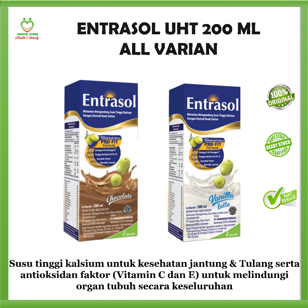 

ENTRASOL UHT 200 ML Rasa Cokelat dan Vanila - Susu tinggi kalsium