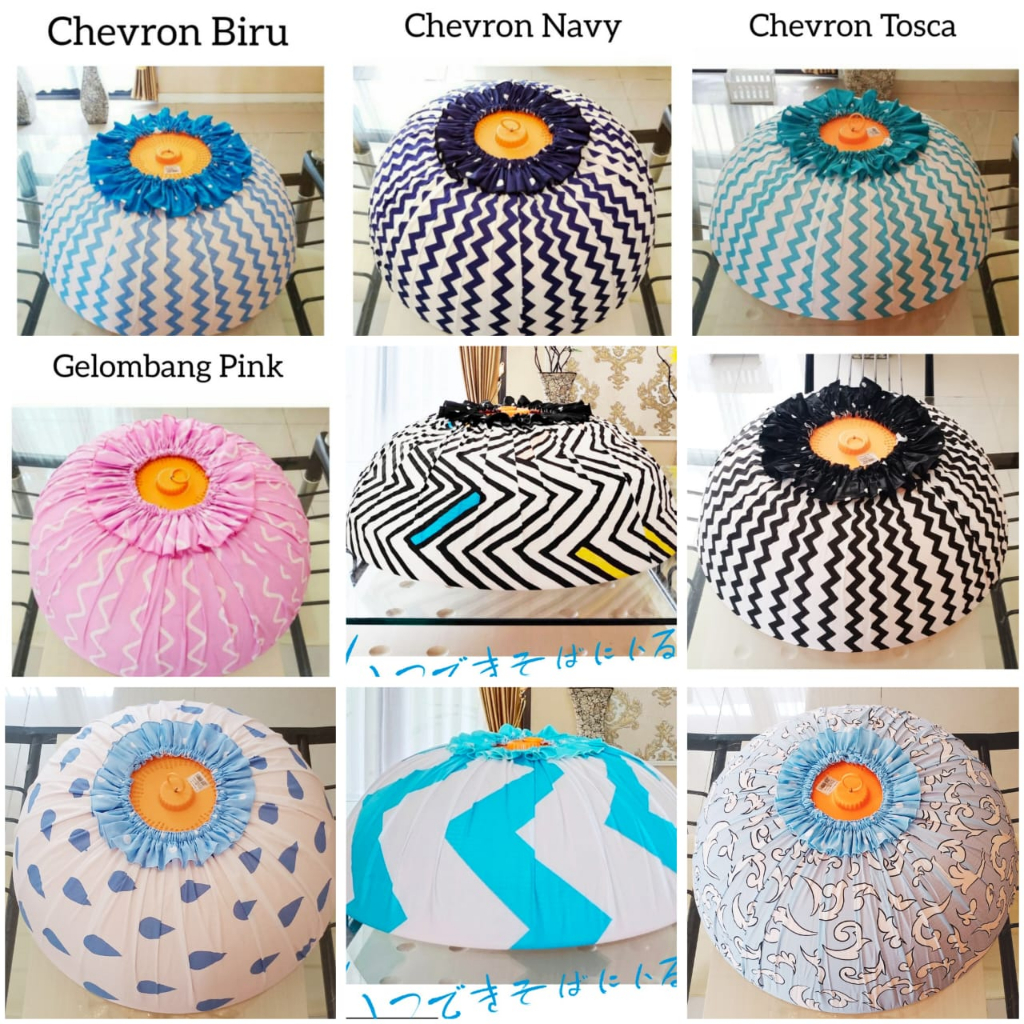 Sarung Tudung Saji Bulat Bahan Kain Motif Daun dan Bunga | Cover Tutup Saji | Kain Cover Tudung Saji