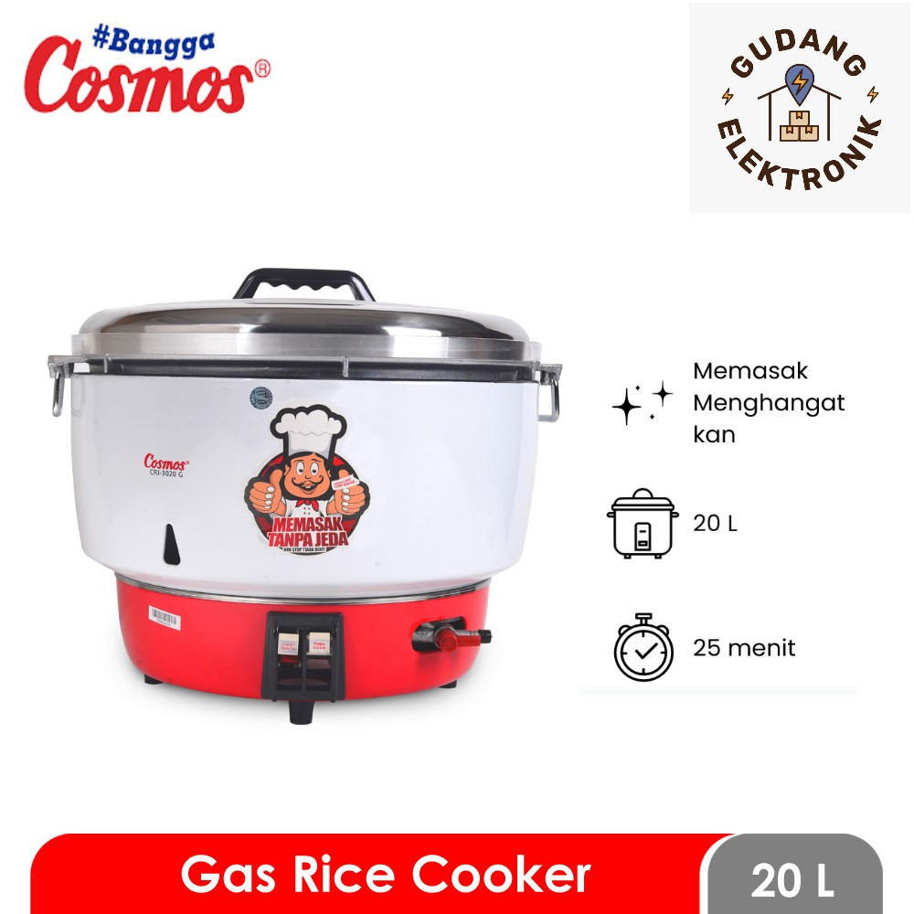 Cosmos CRJ3020G Rice Cooker Gas LPG 20 Liter Non Stick CRJ-3020G