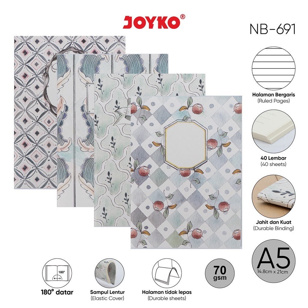 

Notebook Joyko A5 NB-691 Motif Vintage Garis 40 Lembar