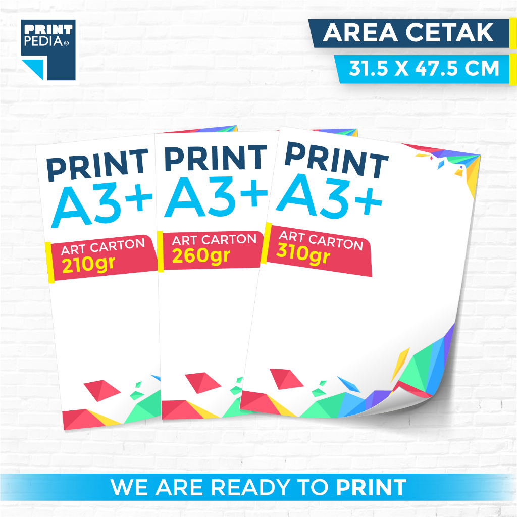 

Print Art Carton 210 260 310 Gsm / Cetak Kertas Ukuran A3 + Full Colour Potong