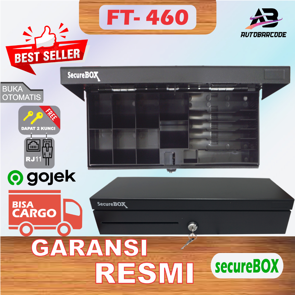 SECUREBOX FT460 Cash Drawer Besar / Laci Uang Kasir - FT 460 / FT-460 Support RJ 11 Box Kotak Uang Jumbo
