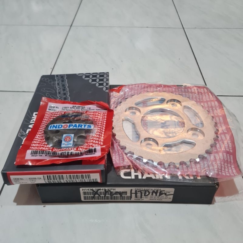 100% ORIGINAL Gear + Rantai Set Supra X125/Karisma Indoparts