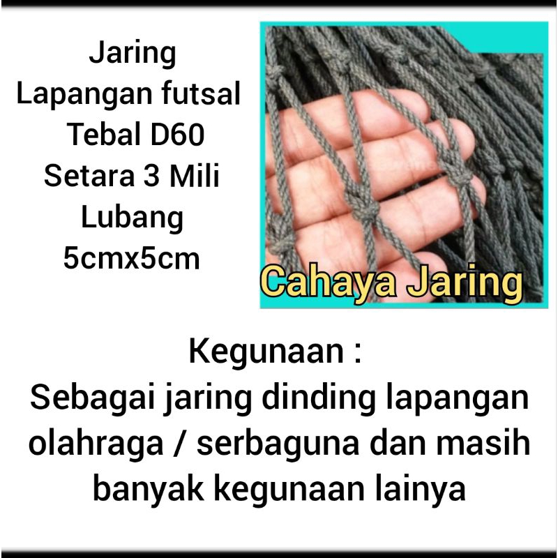 Jaring Pagar Lapangan futsal serbaguna lubang 5cmx5cm jaring pagar lapangan futsal volly basket jari