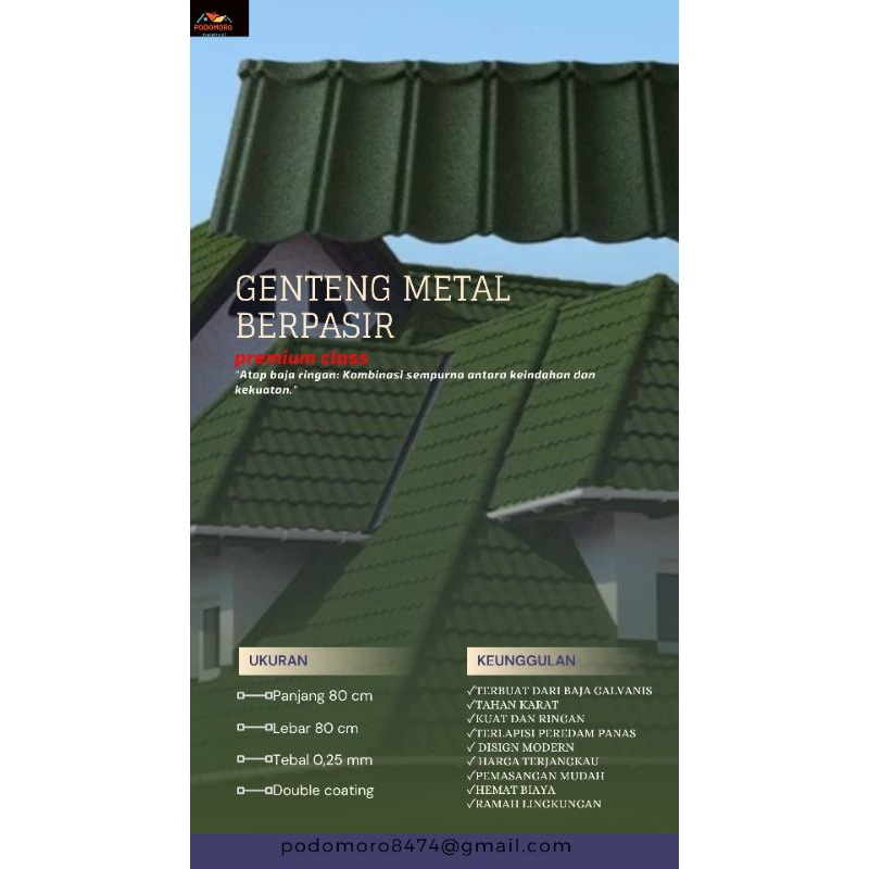 GENTENG METAL PASIR PREMIUM UKURAN 80cm x 80cm