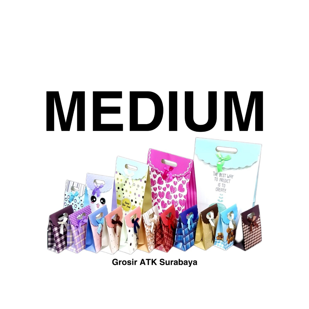 

( DAPAT 1 TAS ) TAS SOUVENIR MEDIUM Sedang Paper Goodie Hand Bag Tas Kertas Kado Ulang Tahun Pita Sedang Tanggung 15 x 6.5 x 19.5 CM
