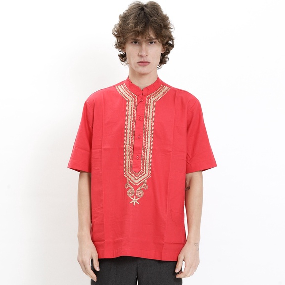 Preview Baju Koko Pria Lengan Pendek Merah Cabe By Itang Yunasz Limited - 1847