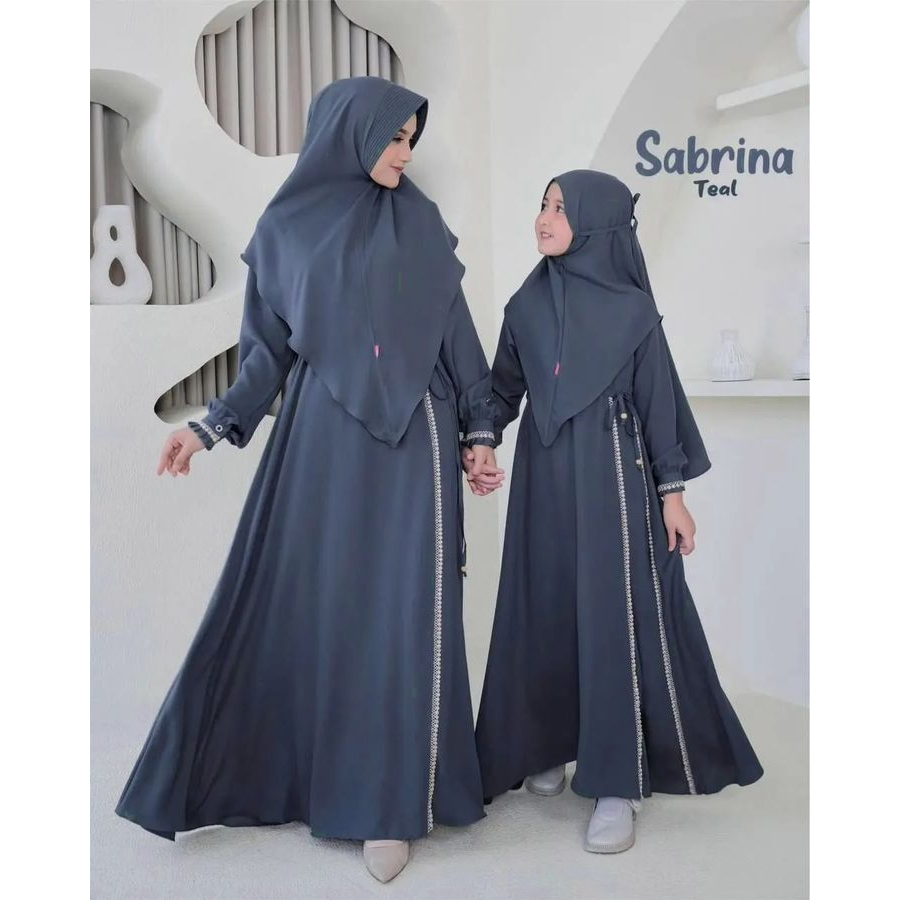 Gamis Couple Ibu Anak Terbaru SABRINA COUPLE MOM AND KIDS BC Bahan Crinkle Airflow Baju Couple Pasan