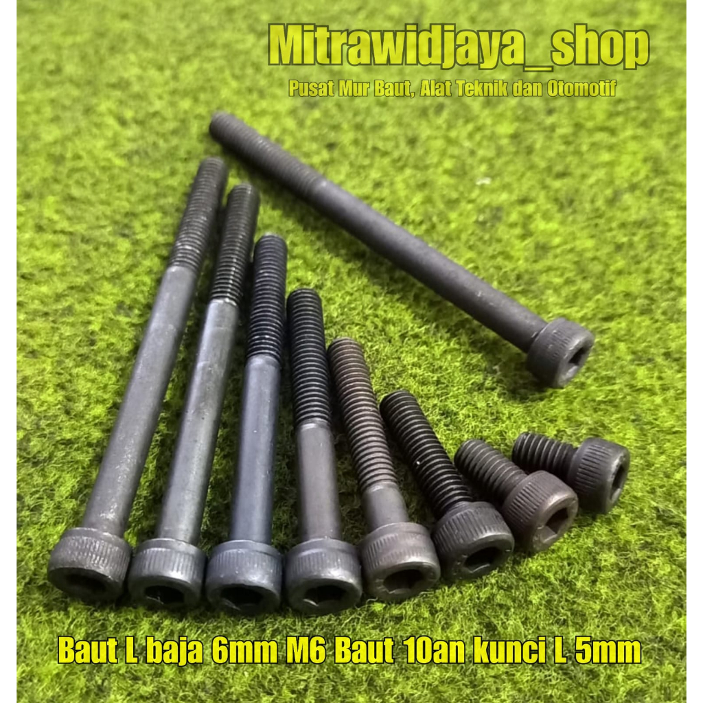 Baut L kunci 10 baut L baja 8.8 baut kunci L 5mm panjang 1cm 2cm 3cm 4cm 5cm 6cm 7cm baut L botol M6