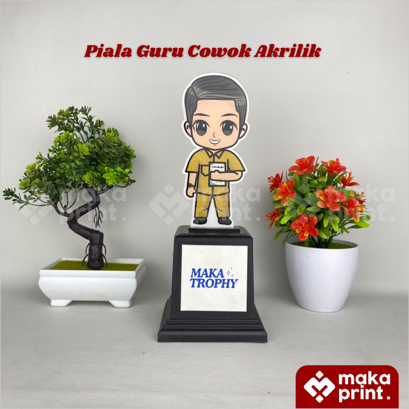 Makaprint Piala Guru ( seragam PNS Cowok)  Kado Hari Guru Cowok  Hadiah Hari Guru Cowok Hampers Hari