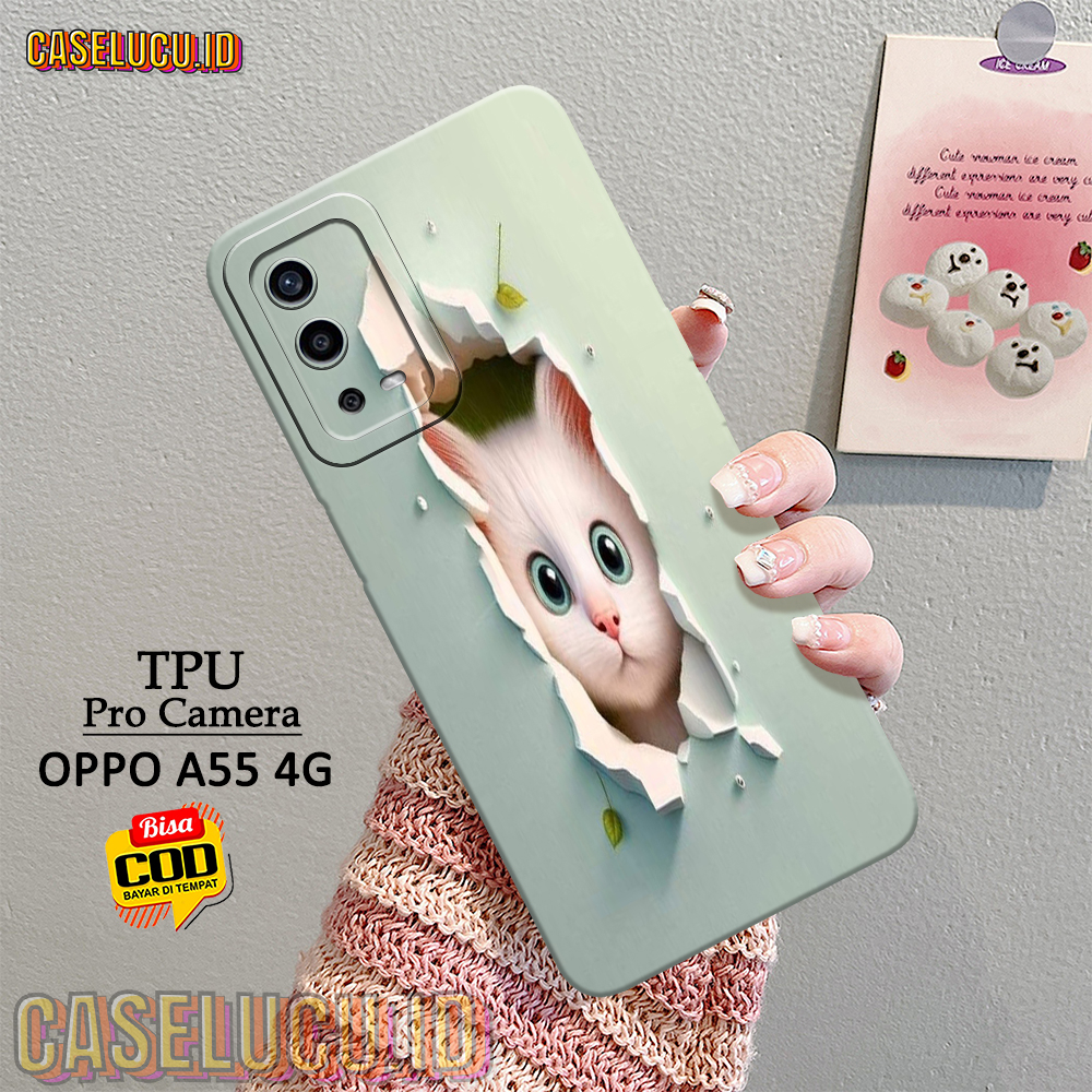 Casing Hp Oppo A55 4G Terbaru - Fashion Case Kucing - Case Oppo A55 4G - Soft Case Hp Oppo A55 4G - 