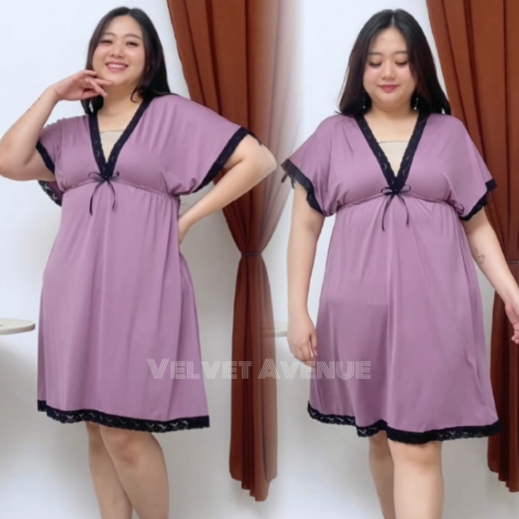 Daster Tidur Lingerie Bat Wing Bigsize Jumbo 3XL 4XL 5XL Cantik Murah Rosa Velvet Avenue
