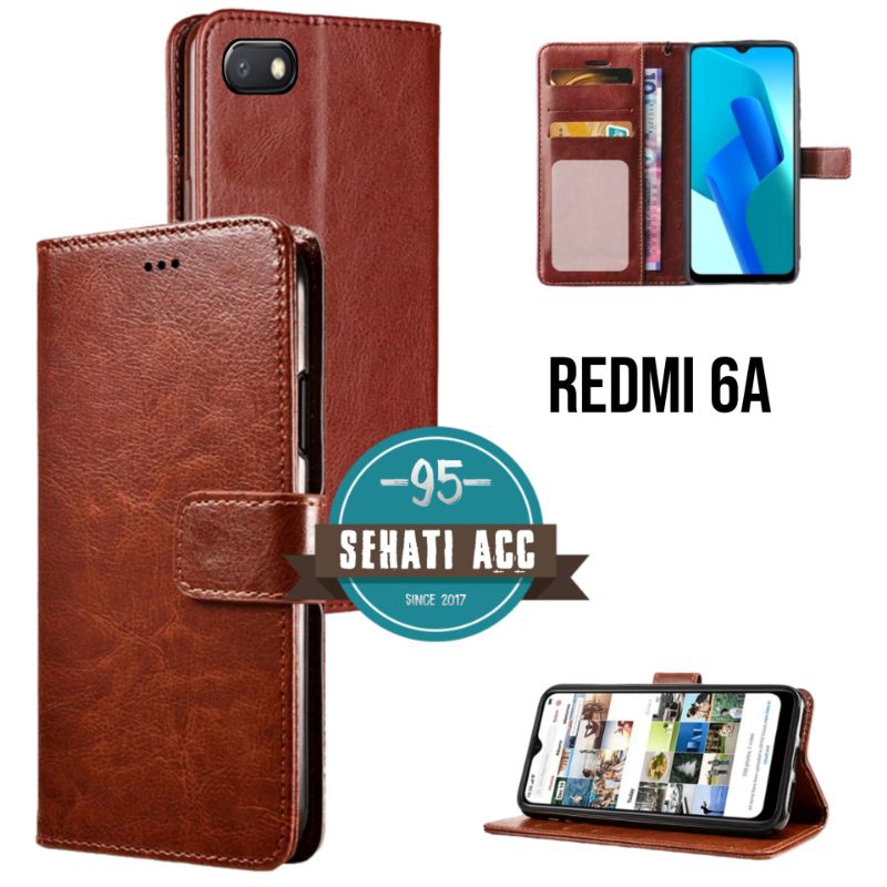 XIAOMI REDMI 6A casing dompet flip cover leather case