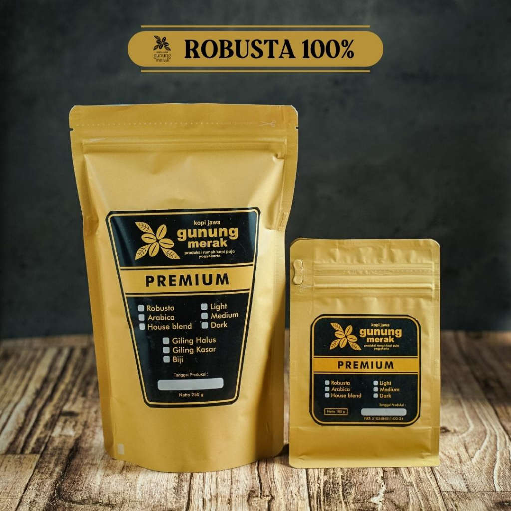 

Kopi Robusta Premium Biji Bubuk Giling Kasar Halus Coffee Jawa Gunung Merak 100% Asli